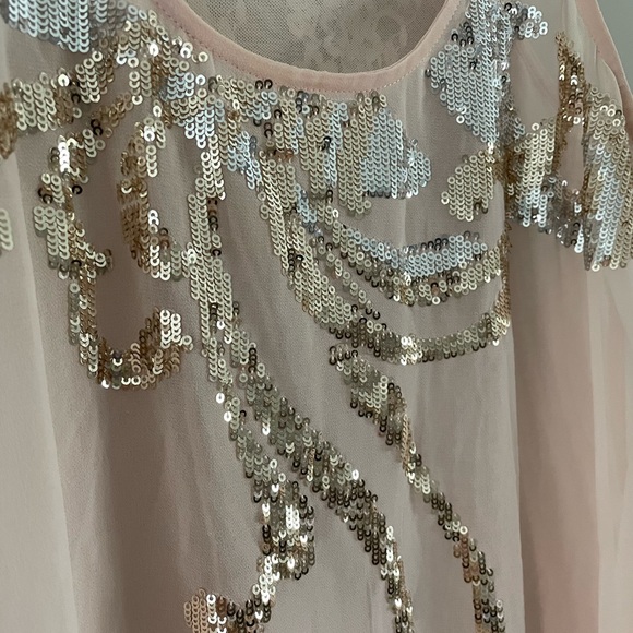 Express | Blush Sheer Chiffon Sequin Tank | Sz XS - Picture 9 of 10